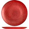 H&H-Regent, set 6 piatti piani, piatti natalizi, in vetro, effetto glitter, rosso, 28 cm