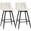 DecHome Set 2 Sgabelli da Bar con Schienale e Poggiapiedi Stile Nordico in Metallo e Velluto 45x47x88 cm colore Crema - 898DHCW