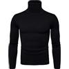 KINKOCCL Maglione KINKOCCL Uomo Nero Slim Fit Collo Alto Coste Lavorato a Maglia Manica Lunga Autunno Inverno