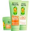 Garnier Fructis Lisci Cheratina Set con Shampoo 200ml + Maschera 370ml + Balsamo 200ml Trattamento Lisciante alla Cheratina Vegetale e Olio di Argan per Capelli Crespi e Secchi - Set da 3