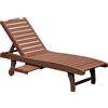 Outsunny Lettino da Giardino in Legno Reclinabile su 3 Livelli con Vassoio Estraibile, Lettino Prendisole con Ruote, 182x60x35cm | Aosom Italy