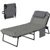 Outsunny Lettino da Giardino Pieghevole e Reclinabile con Tasca Laterale, 68x189x30 cm, Nero e Grigio