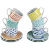 VILLA D'ESTE HOME TIVOLI Marea Tazza Caffè con Piattino Set 6 Tazzine 100ml Porcellana