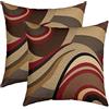 Loussiesd Confezione da 2 federe per cuscini, colore rosso bordeaux, motivo geometrico quadrato a righe, marrone, grigio, decorative, per divano, camera da letto, soggiorno, federe d'arte moderna, 50 x 50 cm