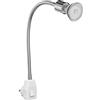 ledscom.de Lampada a zoccolo LESCH Lampada da lettura Interruttore a collo d'oca cromo + GU10 LED, PAR16, bianco caldo, 6,05W, 374lm, 70°, dimmer a 3 livelli