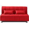 EVERGREENWEB MATERASSI & BEDS EVERGREENWEB Divano Letto 3 Posti con Materasso Matrimoniale 160x190 Ortopedico, Prontoletto RICHIUDIBILE con Rivestimento SFODERABILE e Lavabile, Coppia Cuscini SUPERSOFT Abbinati color Rosso EVENING