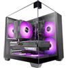 Mars Gaming MC-VISIONM, Case Gaming Compatto MicroATX, Triplo Vetro Temperato, Struttura Doppia Camera, Supporto Raffreddamento Liquido fino a 240mm, Mini-Tower PC con Ampia Capacità Interna, Nero