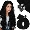 Vivien Nano Ring Extension Capelli Neri Extension Nano Ring Capelli Veri Morbido Extension Capelli Veri Nano Ring Tinta Unita 22pollici/55cm #1 50g