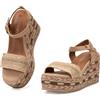 MISSCAI Sandali Donna Estivi con Zeppa Alta Plateau in Stile Espadrillas Scarpe Aperta Comode con Cinturino alla Caviglia WWS250140 Beige 37