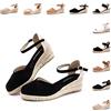 Hitmars Sandali Donna Zeppa Estivi Espadrillas Plateau Platform Chiuse Zeppa Lacci Chiusi Fibbia Alto Scarpe Espadrillas Eleganti Moda Nero Taglia 36 EU