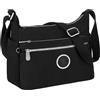 NEWIROVE Borsa Tracolla Donna Grande Leggera Borsa A Spalla In Nylon Impermeabile Borsa A Tracolla Donna con Tracolla Regolabile Multitasche Crossbody Bag per Viaggio Shopper Scuola,Nero