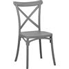 Totò Piccinni Sedia CROSS in POLIPROPILENE design Vintage Croce Impilabile (Grigio, 1)
