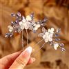 IYOU Fiore Matrimonio Fermagli per Capelli Viola Cristallo Nuziale Pezzo Capelli Foglie Prom Damigella D'onore Accessori per Capelli per Donne e Ragazze (Confezione da 2)
