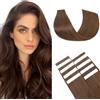 Benehair Extension Capelli Veri Biadesivo 10pz Capelli Naturali Lisci Extension Biadesive Capelli Veri Umani Extension Adesive 30cm, Marrone Medio #04