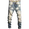 ZMIN Distressed Strappato Jeans Degli Uomini Vintage Blu Slim Moto Pantaloni Maschio Hip hop Foro Strada Casual Denim Maschio Pantaloni, Hh-801, 50