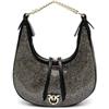 Pinko BORSA MINI BRIOCHE BAG HOBO SATIN+STRASS 101433 A159 BLACK