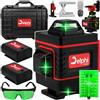 DELPHI Livella Laser Linea Trasversale 4D 360 Gradi Verde 16 Linee Rotanti da Costruzione Autolivellante Con Batteria e Treppiede IP54