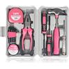 XTDMJ Set di 12 pezzi di attrezzi rosa, kit di attrezzi per la casa fai da te, piccolo kit di attrezzi, kit di attrezzi di base per principianti per fai da te da donna per casa e ufficio
