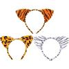 VASANA 3 cerchietti per capelli con orecchie di gatto, a tema animale, leopardo, zebra, tigre, cosplay, carino, in tessuto, carino, per compleanno, Halloween, feste in costume, accessori per capelli