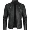 Sliktaa - Giacca da uomo in pelle sintetica ecologica, per l'inverno, con collo alto, capo di mezza stagione, con cerniera, in stile casual, alla moda, classica, Nero A, S