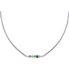 LES POULETTES BIJOUX - Collana Catena Argento 925 Rodiato Quattro Perle di Avventurina Sfaccettate e Uno Diamante Nero Sfaccettato
