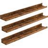 HOOBRO Set di 3 Mensole da Parete, Mensole Galleggianti di 90 cm con Bordo Rialzato e Staffe Invisibili, Adatte per Bagno, Camera da Letto, Cucina, Ufficio e Soggiorno, Marrone Vintage EBF90BJ01