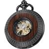 Tiong Orologio da Taschina Meccanico Steampunk Elegante in Legno di Rame con Design Aperto per Uomo con Catena e Scatola, I Migliori Regali, Retrò