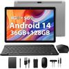 TIGERFU 10 Pollici Tablet Android 14,36GB RAM+128GB ROM(1TB TF), Octa-Core 2.0 GHz, 4G LTE & 5G WiFi, GMS Cerfified,8000mAh,Bluetooth 5.0, 8MP+5MP, Tablet con custodia, tastiera, penna, mouse - Grigio