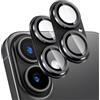 Giftorld Confezione da 2 proteggi-lenti per fotocamera in vetro temperato 9H per iPhone 16/16 Plus, copertura in piastra di alluminio aeronautico, cerchio notturno, chiarezza HD, compatibile con
