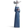 Lladrò LLADRO' Figurina Suora Che Legge Azzurra 27x7cm Porcellana