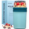 Mitsemmo Porta Yogurt e Cereali,Yoqurt da Asporto con Cucchiaio, Riutilizzabili Porta Yogurt Tazze Colazione Cereali,Tazze per muesli (Blu)