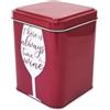 CUCUBA Scatola Contenitore in Latta per Cucina Casa Dispensa Porta Bustine da Tè There is Always Time for a Wine Colore Rosso 0,7l 11x8x8cm