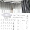 Binwat Binario per tenda in plastica PVC flessibile, divisorio per stanze, guida per camper, doccia, angolo lungo, curvo, sistema per la privacy ospedaliera, montaggio a parete, ganci di fissaggio (3