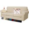 MAXIJIN Copridivano elasticizzato a 3 Posti con 3 Copricuscini, Copridivano antiscivolo a tre posti con Copricuscino Separato per animali domestici, cani (3 Posto, Beige Chiaro)