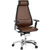 hjh OFFICE 652855 Sedia da ufficio GENIDIA PRO in pelle marrone/nero, regolabile individualmente