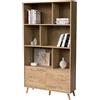 Muebles Pitarch | Libreria salone, ufficio o studio, 2 ante e 3 ripiani, gambe, rovere gold, 179x100x30 cm (altezza x larghezza x profondità), moderna nordica, elegante e resistente, modello Oslo
