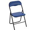 DRW Sedia pieghevole in metallo e seduta in ecopelle blu 44 x 46 x 78 cm, seduta 44 cm