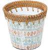 DRW Vaso rotondo in madreperla e rattan, 14 x 18 cm