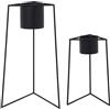 DRW Set di 2 vasi con gambe in metallo nero 25 x 22 x 50 e 34 x 29 x 60 cm