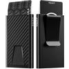 VULKIT Porta carte sottile con fermasoldi, in alluminio, con blocco RFID, nero, Nero , With Money Clip, Minimalista