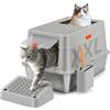 Shikha Lettiera per Gatti XXL in Acciaio Inox - 60,5 x 40,5 x 38 cm - Chiusa, in Metallo Extra Large Con Paletta, Prova Perdite e Facile da Pulire
