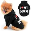 PAIDEFUL Cappotto per cani di piccola taglia in caldo pile morbido antivento con cappuccio alla moda per cuccioli con stampa I Love My Mom giacca termica per animali domestici a maniche corte