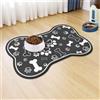 DOTBUY-SHOP Tappetino Sotto Ciotola Cani Assorbente, Forma Osso Tappetini Sottociotola in Diatomite per Gatti Tappeto Sotto Ciotola Asciugatura Rapida Antiscivolo Lavabile (Nero,60x90cm)