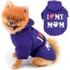 PAIDEFUL Cappotto per cani di piccola taglia in caldo pile morbido antivento con cappuccio alla moda per cuccioli con stampa I Love My Mom giacca termica per animali domestici a maniche corte per