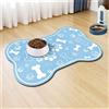 DOTBUY-SHOP Tappetino Sotto Ciotola Cani Assorbente, Forma Osso Tappetini Sottociotola in Diatomite per Gatti Tappeto Sotto Ciotola Asciugatura Rapida Antiscivolo Lavabile (Azzurro,60x90cm)