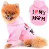 PAIDEFUL Cappotto per cani di piccola taglia in caldo pile morbido antivento con cappuccio alla moda per cuccioli con stampa I Love My Mom giacca termica per animali domestici a maniche corte per