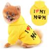 PAIDEFUL Cappotto per cani di piccola taglia in caldo pile morbido antivento con cappuccio alla moda per cuccioli con stampa I Love My Mom giacca termica per animali domestici a maniche corte