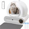 XQDKoon Lettiera Gatto Autopulente 65L + 9 L, Lettiera Autopulente per Gatti con Monitoraggio Sanitario APP, Deodorante Ionico con Sacchi Spazzatura e Tappetini Lettiera Gatti