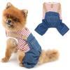 PAIDEFUL Tuta per cani in denim classica a righe, camicie con bavaglino e pantaloni per gatti, abbigliamento estivo per cani alla moda, tuta intera per cuccioli, maglietta con tasca, anello a D,