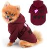 PAIDEFUL Cappotto per cani di piccola taglia in caldo pile morbido antivento con cappuccio alla moda per cuccioli con stampa I Love My Mom giacca termica per animali domestici a maniche corte per